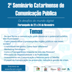 Read more about the article IMPORTÂNCIA E DESAFIOS DA COMUNICAÇÃO PÚBLICA PAUTAM EVENTO EM FLORIANÓPOLIS