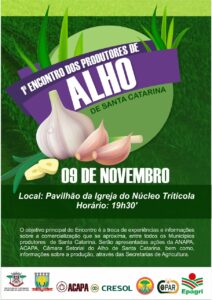 Read more about the article 1° Encontro dos Produtores de Alho de SC neste sábado