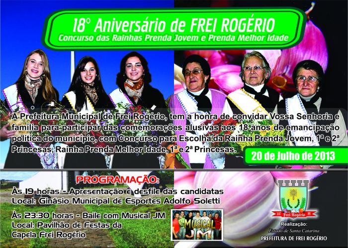 You are currently viewing 18º Aniversário de FREI ROGÉRIO