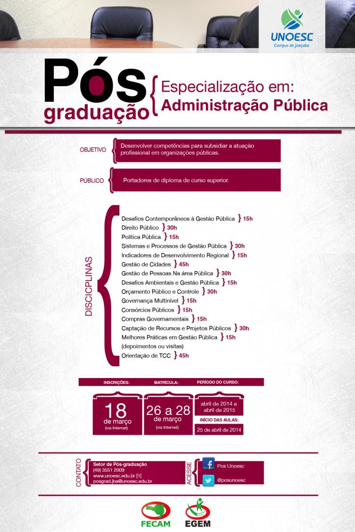 You are currently viewing PÓS-GRADUAÇÃO EM ADMINISTRAÇÃO PÚBLICA